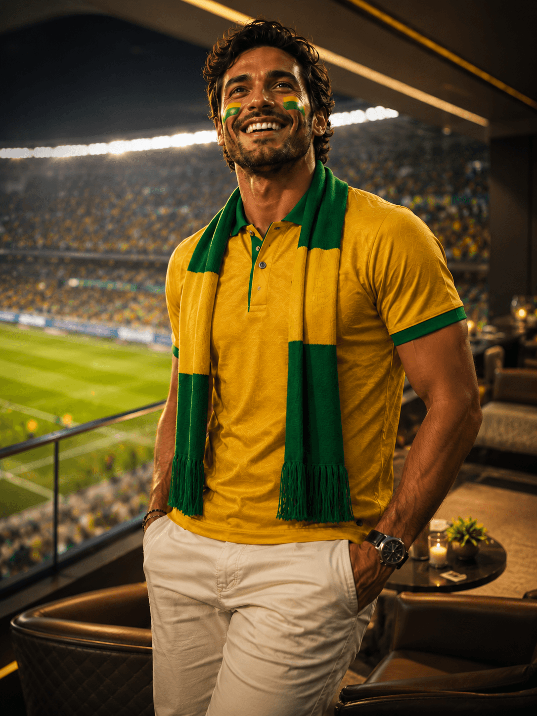 Exemplo da pose Camarote esportivo